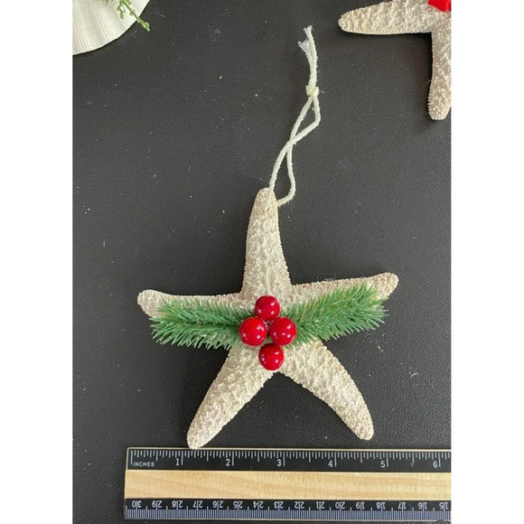 Starfish Christmas Holiday Glittery Ornaments Set Of‎ 4 Embellished - Picture 6 of 8